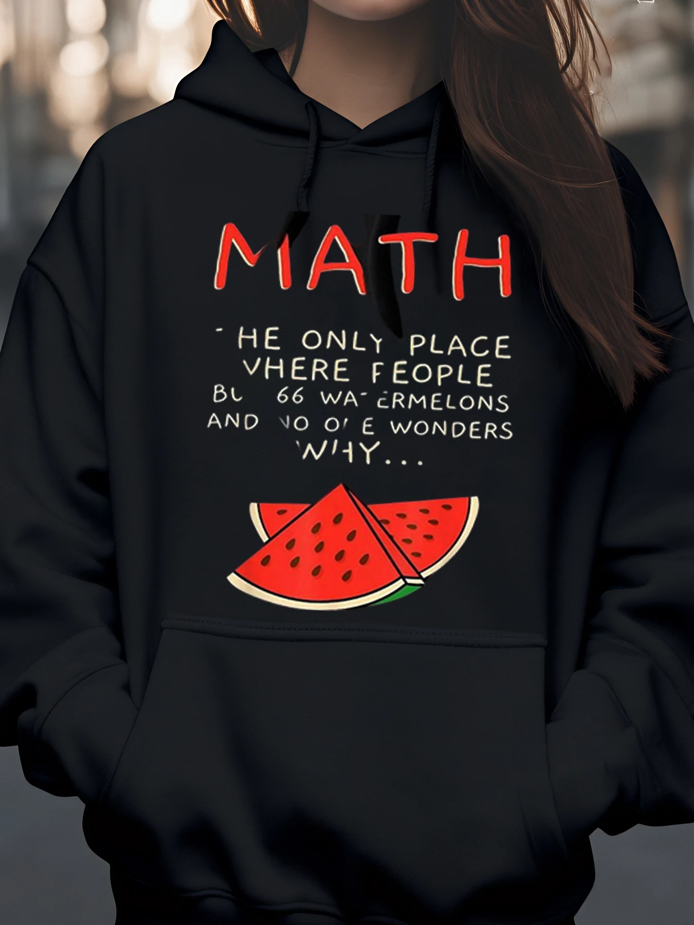 هوديي بطبعة البطيخ الرياضيات للمدرسة والملابس غير الرسمية للطلاب والمراهقين