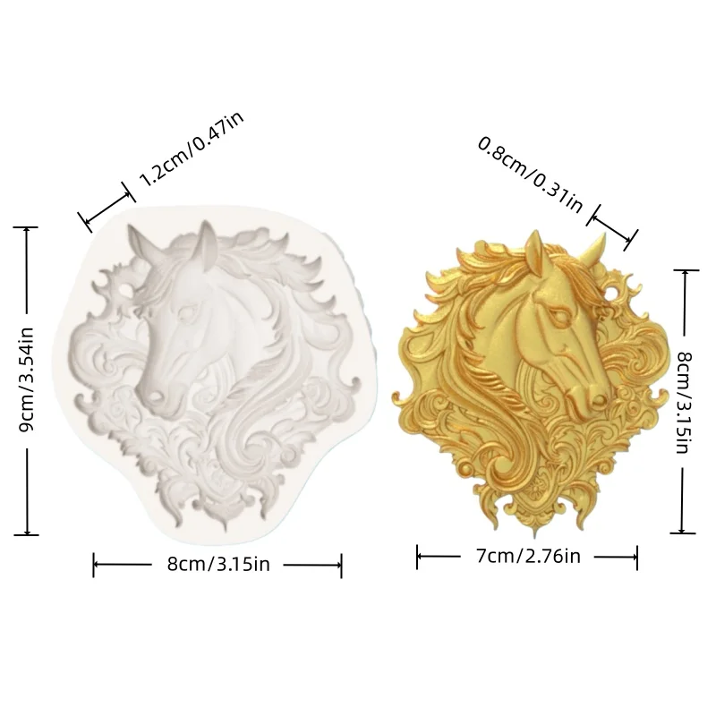 High-End Dessert Chocolate Fondant Decoration Making Mold, Palace-Style Horse Head Silicone Mold, High-Precision Complex Pattern Mold