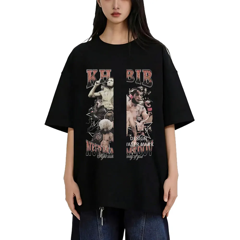 

Khabib Boxing Vintage Graphic T Shirt Men Women Gym Fitness Short Sleeve T-shirts Male Hip Hop Rock Oversized T-shirt Streetwear