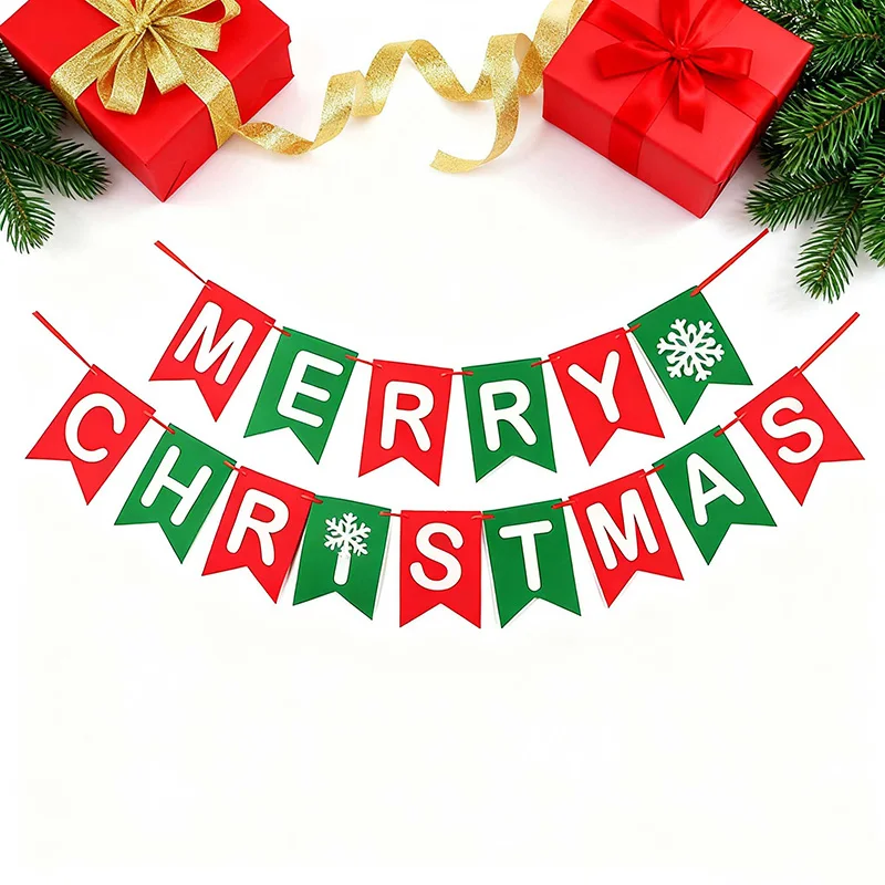 

(1Pcs/bag)12.1X17.8Cm Christmas Letter Holiday Dcoration Props Banner New Year Celebration Room