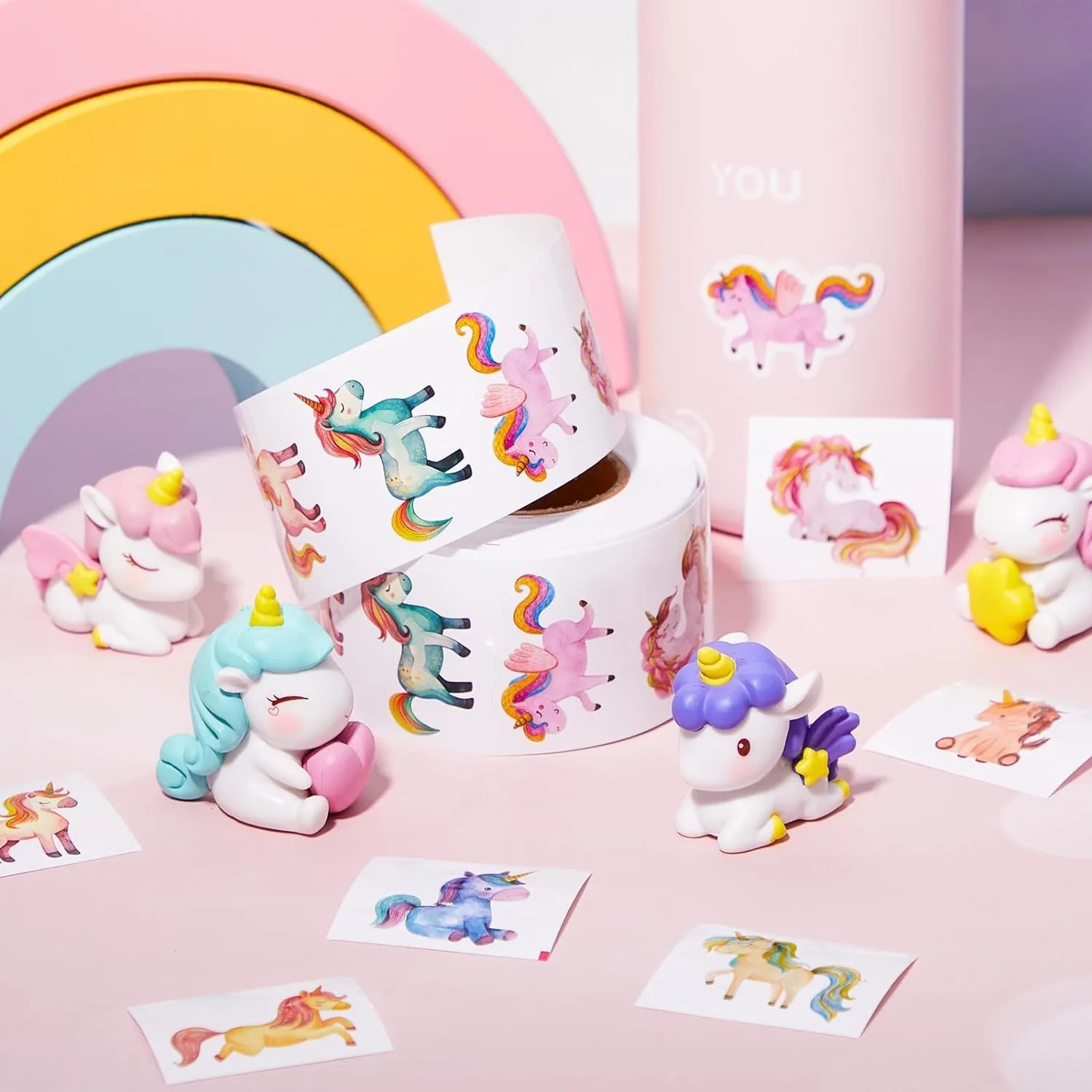 100-500pcs Cartoon Animal Unicorn Sticker kids Reward Sticker Gift Decoration Label Encouragement Student Stationery Stickers