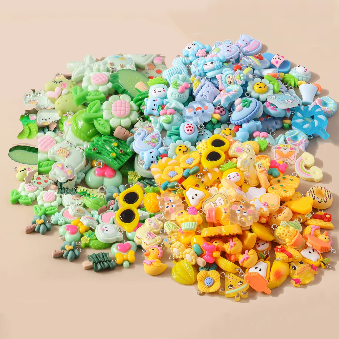 Mixed 10pcs Resin Colorful Heart Flower Animal Rainbow Charms for Earring Necklace Handmade Jewelry Making Accessories Wholesale