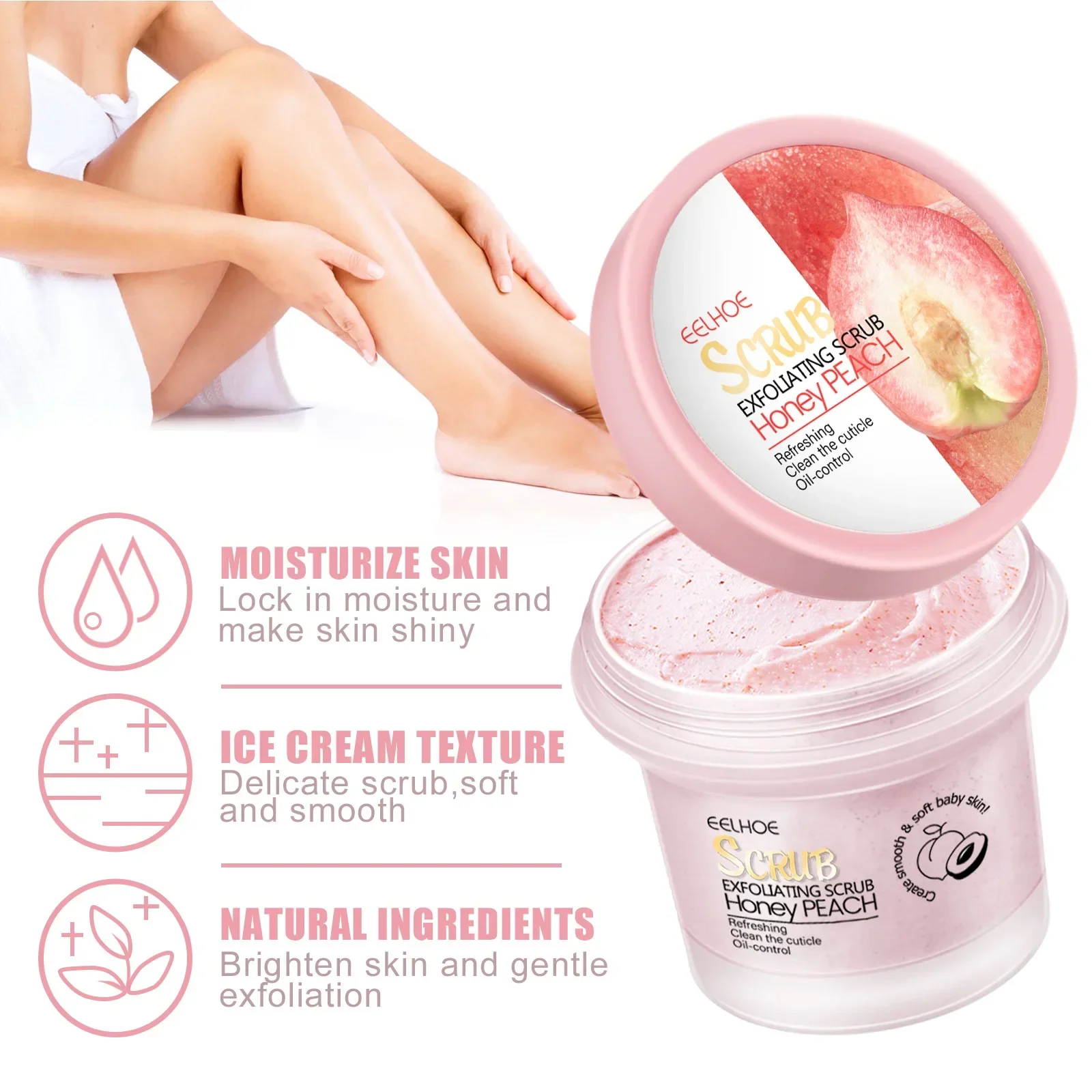 Experience Ultimate Skin Care with 100g Peach Body Scrub Cream - Exfoliating Scrub, Moisturizing Gel, and Skin Cleansing Cream