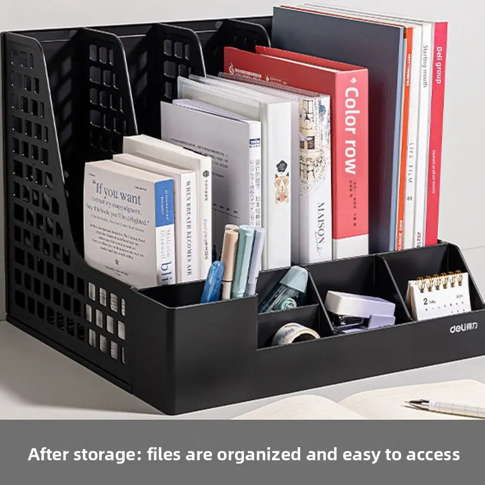 New 4/3-compartment File Box Bookshelf Organizers Stationery Accessories Desktop File Rack Office Storage Workplace