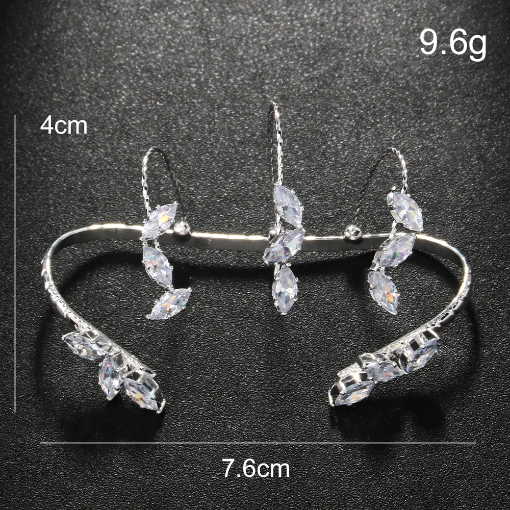 Fashion Zircon Leaves Open Bracelet Bangle Luxury Boho Accessories Luxury Wedding Gift Bridal Hand Jewelry Adjustable Nightclub