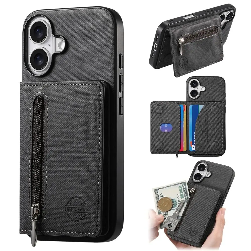 

PU Leather Phone Card Bag Self-adhesive Solid Color Phone Wallets RFID Blocking Phone Card Slot Holder Phone Accessories