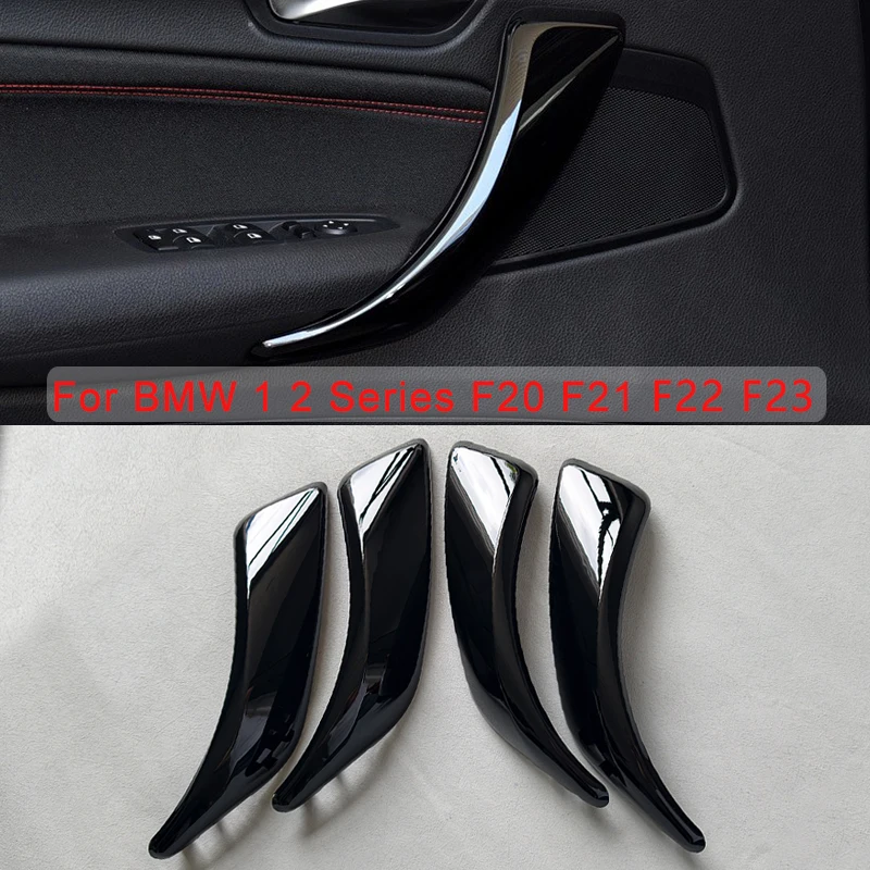 Replacement Door Pull Handle Trim For BMW 1 2 Series F20 F21 F22 F23 2012-2016 Gloss Black Fiber Car Interior Door Panel Cover