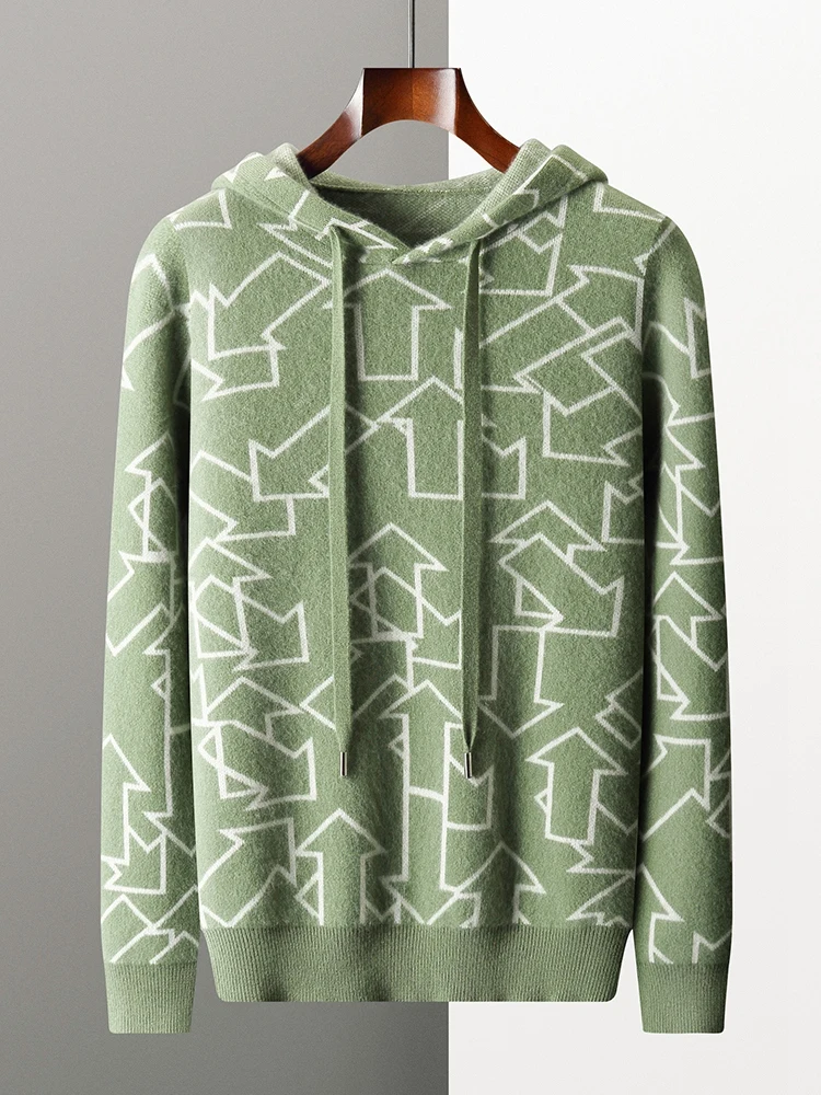 

TLOML новый мужской 100% кашемировый свитер с капюшоном жаккардовый пуловер осень-зима толстый повседневный мягкий теплый кашемировый трикотаж удобные топы