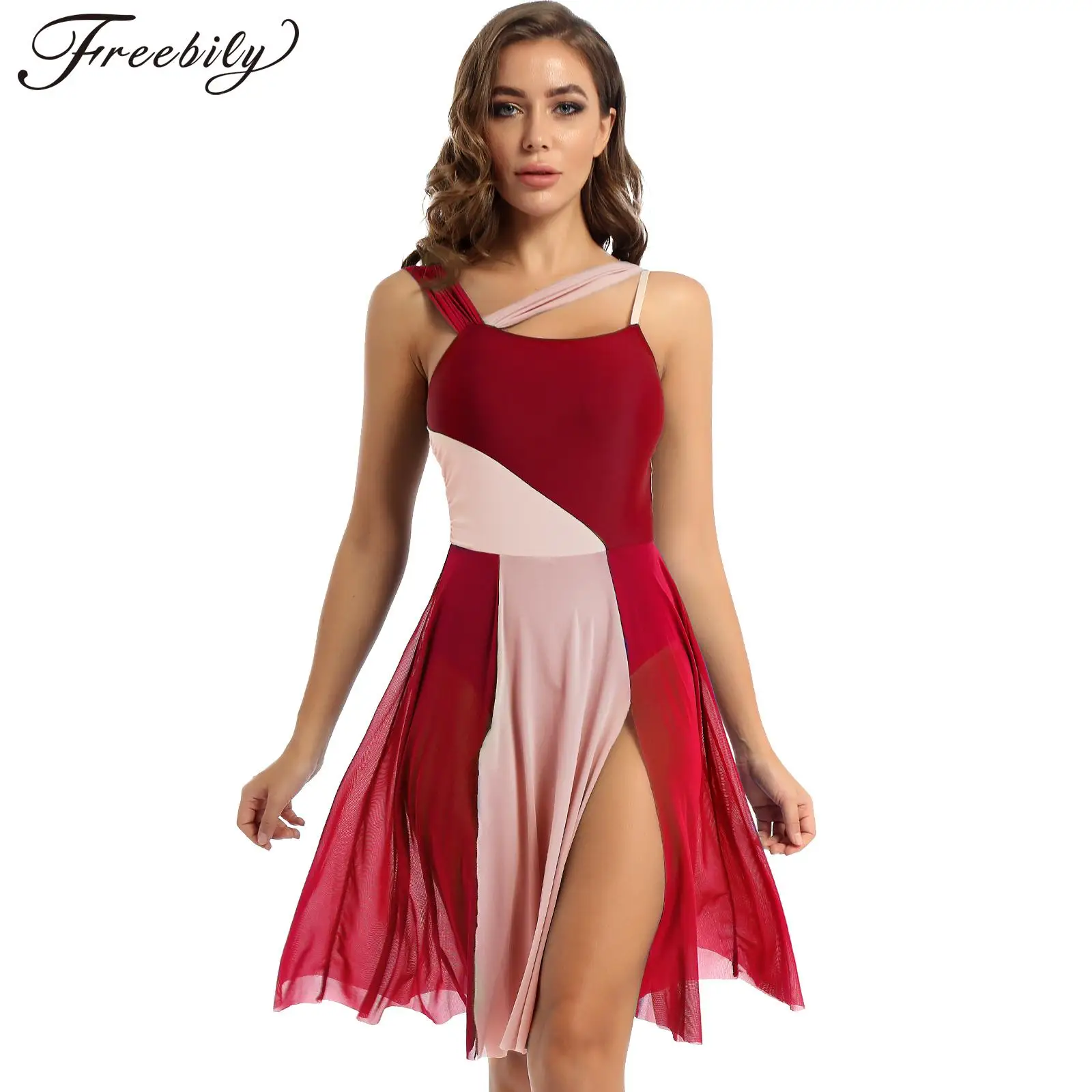 Womens Ballroom Leotard Dress Sleeveless Lyrical Modern Contemporary Latin Dance Dress Modern Dance Costume