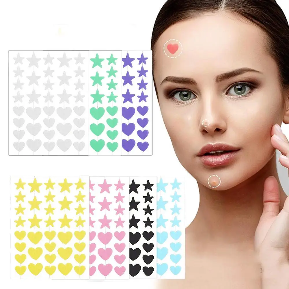 Star Heart Pimple Patch Acne Star Treatment Pimple Remover Tool Colorful Invisible Concealer Waterproof Facial Mask Skin Care