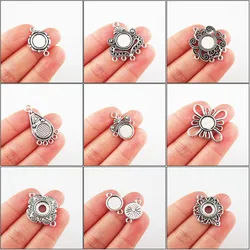 Fashion New Flower Cross Teardrop 10mm Picture Frame Tibetan Silver Plated Connetors For Gifts Jewelry