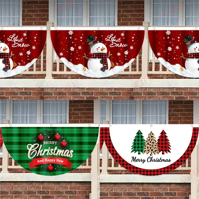 VIKAMA Frohe Weihnachten Flagge Banner Staffelgrüße Dekorationen für Zuhause Weihnachtsfeiern Garten Hof Banner