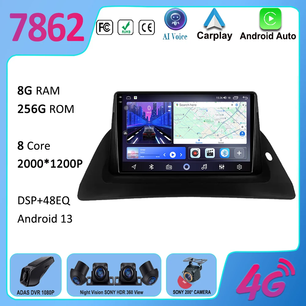 Android Auto For Renault Kangoo 2009 2012 2015 2016 2017 2018 Car Radio Multimedia Video Player GPS Navigation 4G BT No 2din DVD