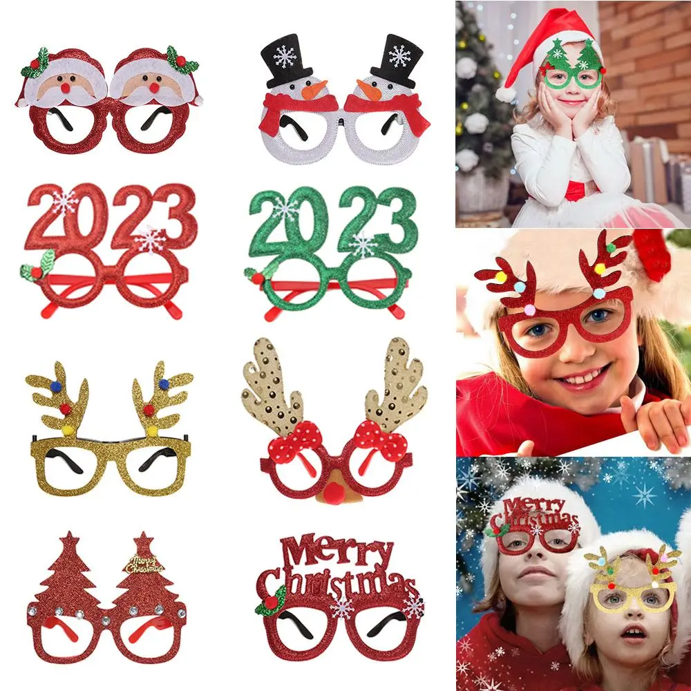 Festival Supplies Snowman Merry Christmas Navidad Photo Frame Prop Kids Gifts Xmas Decor Christmas Glasses Party Accessories