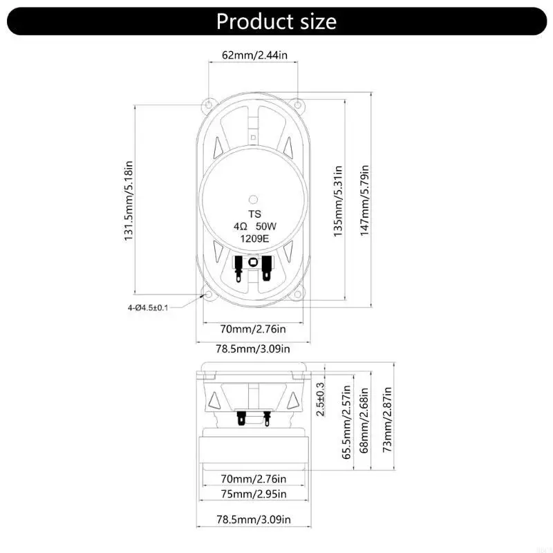 M6CA 3 × 6 インチオーバル外部マグネットスピーカー IPX5 防水低音スピーカー 4 オーム 4 Ω 50 ワットゴムエッジ DIY アクセサリー用