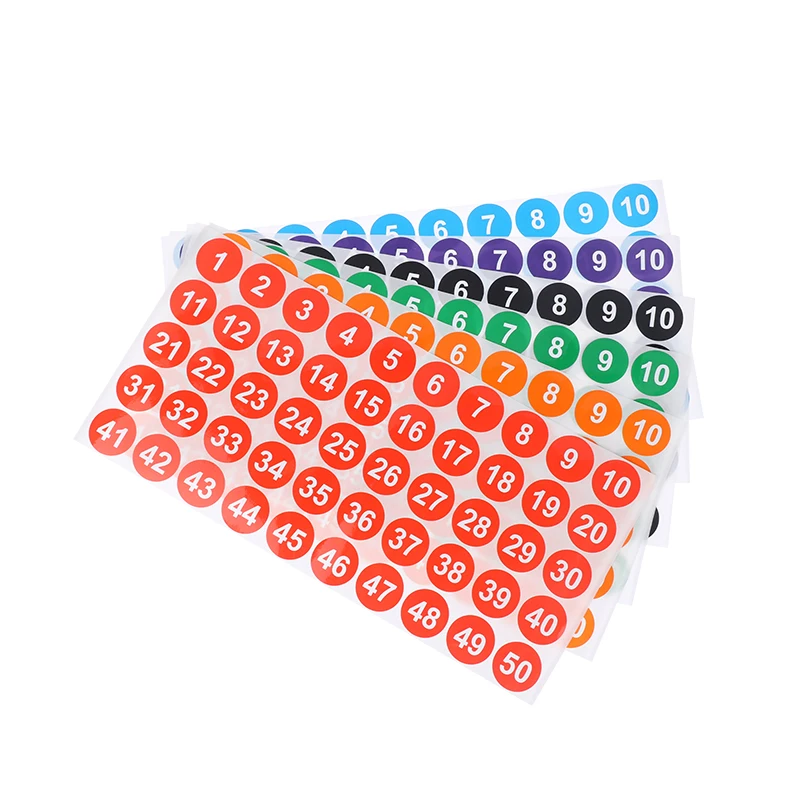 4Sheets Waterproof 1-200 Serial Consecutive Numbered Labels Self-adhesive PVC Round Number Sticker