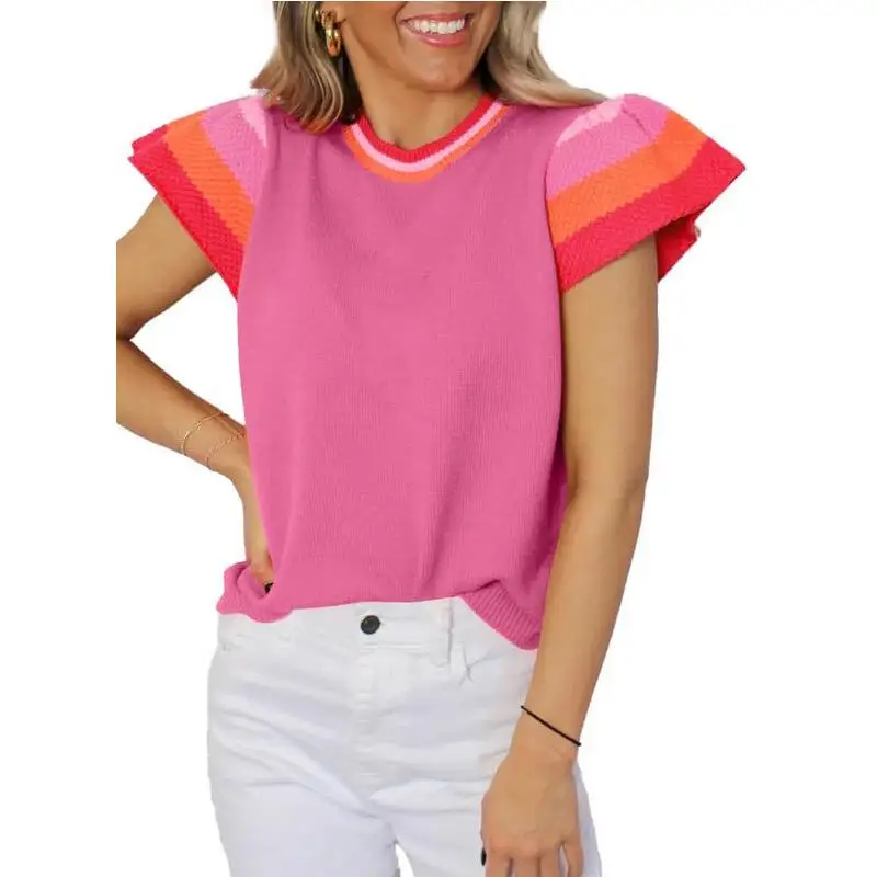 Sweet Sle ort Sve gebreide trui rond Ne Color Blo damestop Faionable Casual Comfortabel Ademend 2025, su...