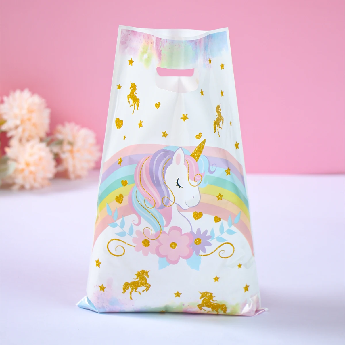 Rainbow Unicorn Handy Gift Bag Unicornio Birthday Party Decorations Kid Favors Gift Candy Cookie Bags Girls Baby Shower Supplies