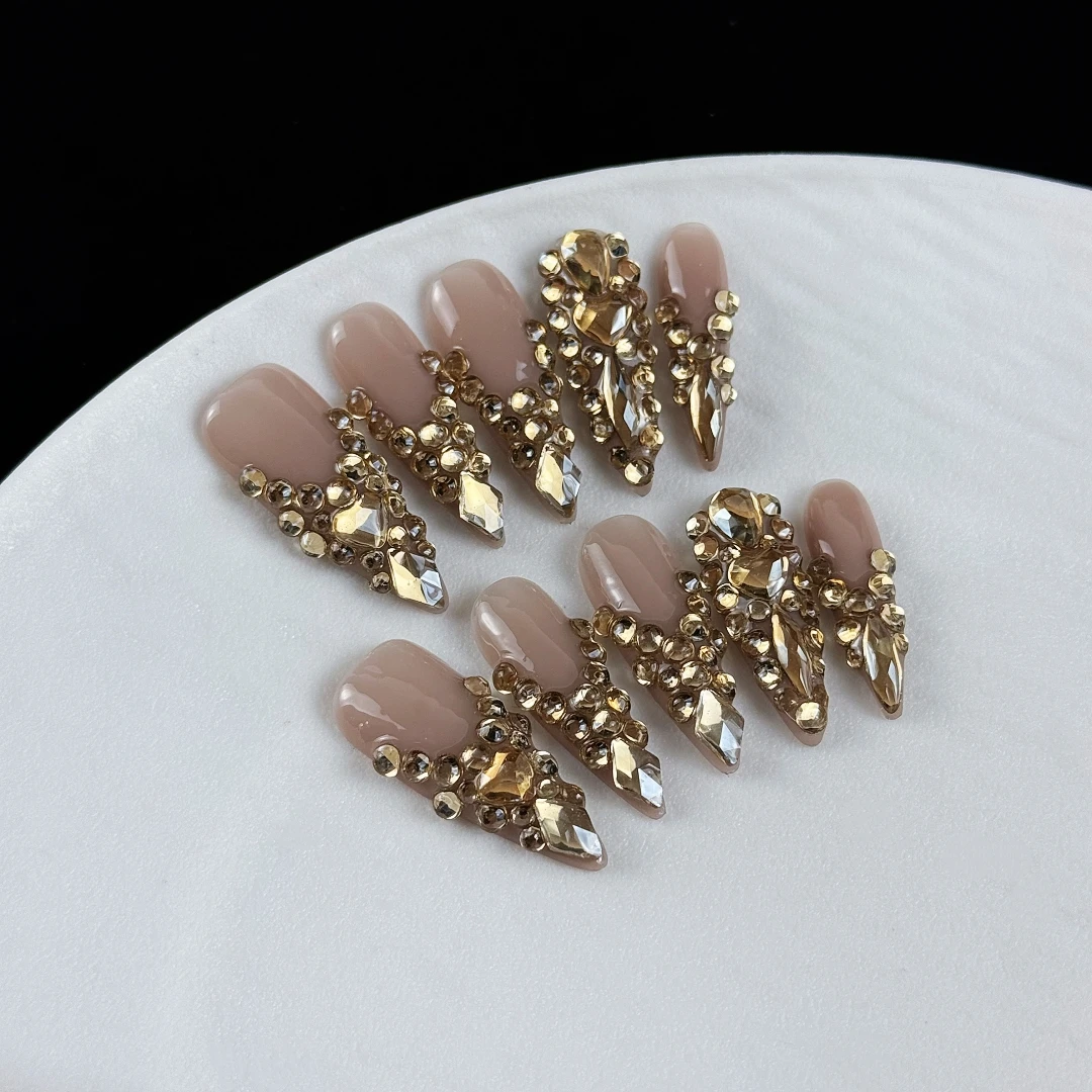 10pcs high-end Luxurious style model, hand-painted three-dimensional heart-shaped diamonds, dazzling with numerous diamonds hand