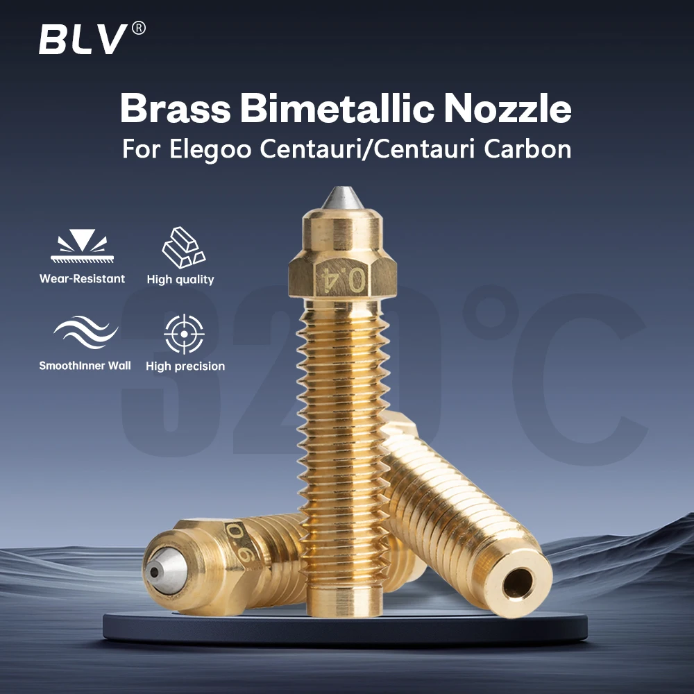 

BLV® For Elegoo Centauri Brass Bimetallic Nozzle 0.2/0.4/0.6/0.8mm Hotend Nozzles For Centauri Carbon 3D Printer BMCU