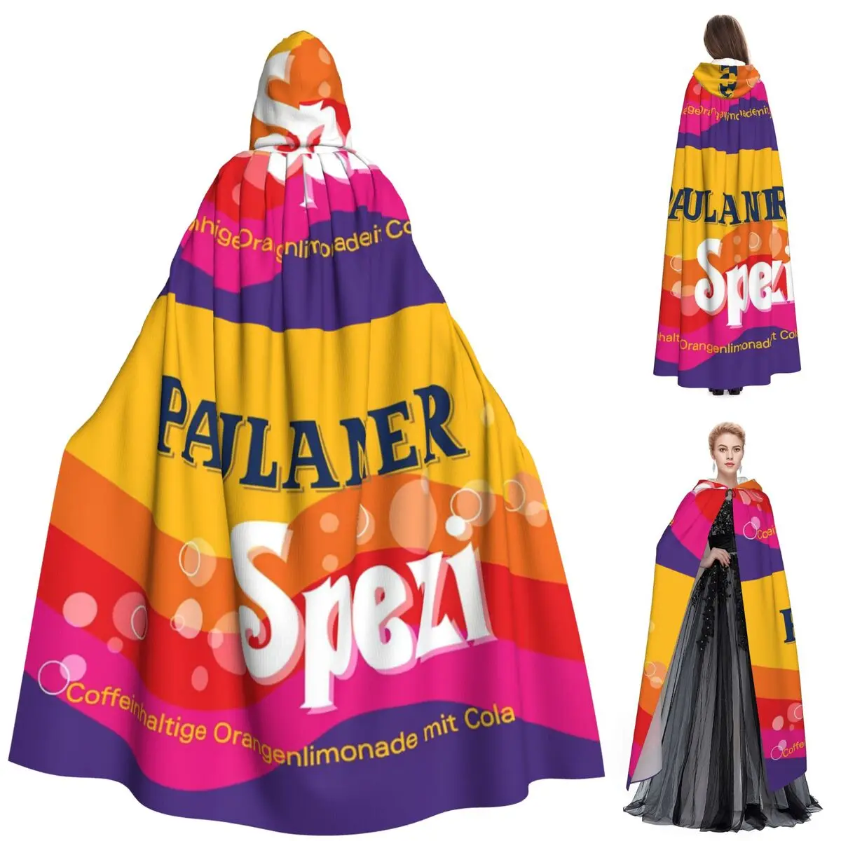 Paulaner Spezi Munich Capa larga con capucha Disfraz medieval de bruja Capa de cosplay Fiesta de Halloween Adulto Unisex