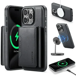 Detachable Premium Magnetic Wallet Case for iPhone 17 16 15 14 13 12 ProMax RFID Blocking PU Leather with Card Holder