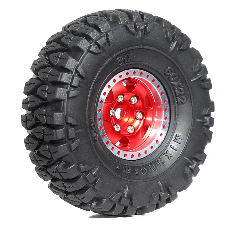 Juego de neumáticos de rueda Beadlock de Metal, 4 piezas, 60Mm, 1,0 pulgadas, para 1/18 1/24 RC Crawler Car TRX4M SCX24 AX24 FCX24, piezas de actualización