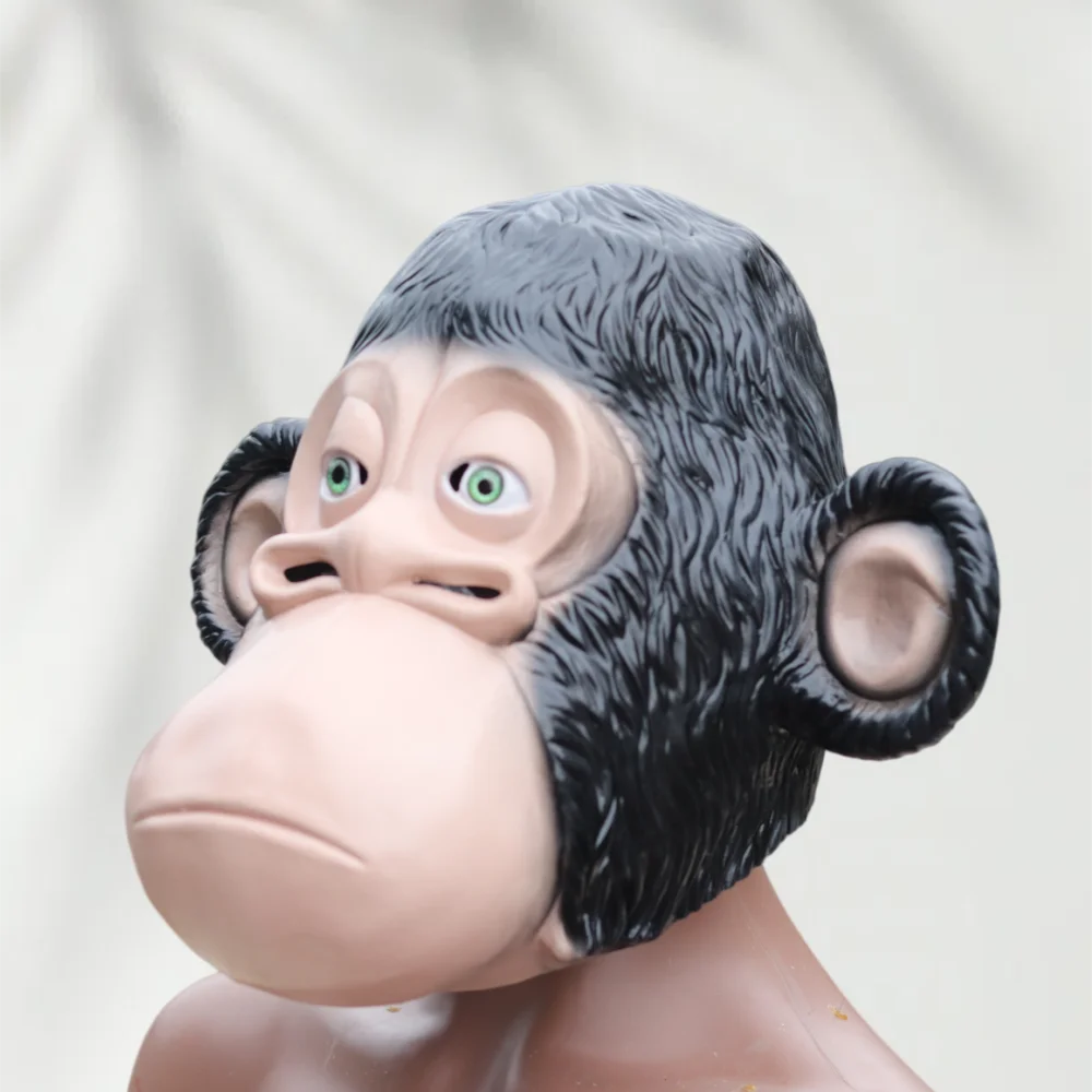 Realistic Chimpanzee Mask Latex Full Head Monkey Mask for Halloween Cosplay Party Costume Props