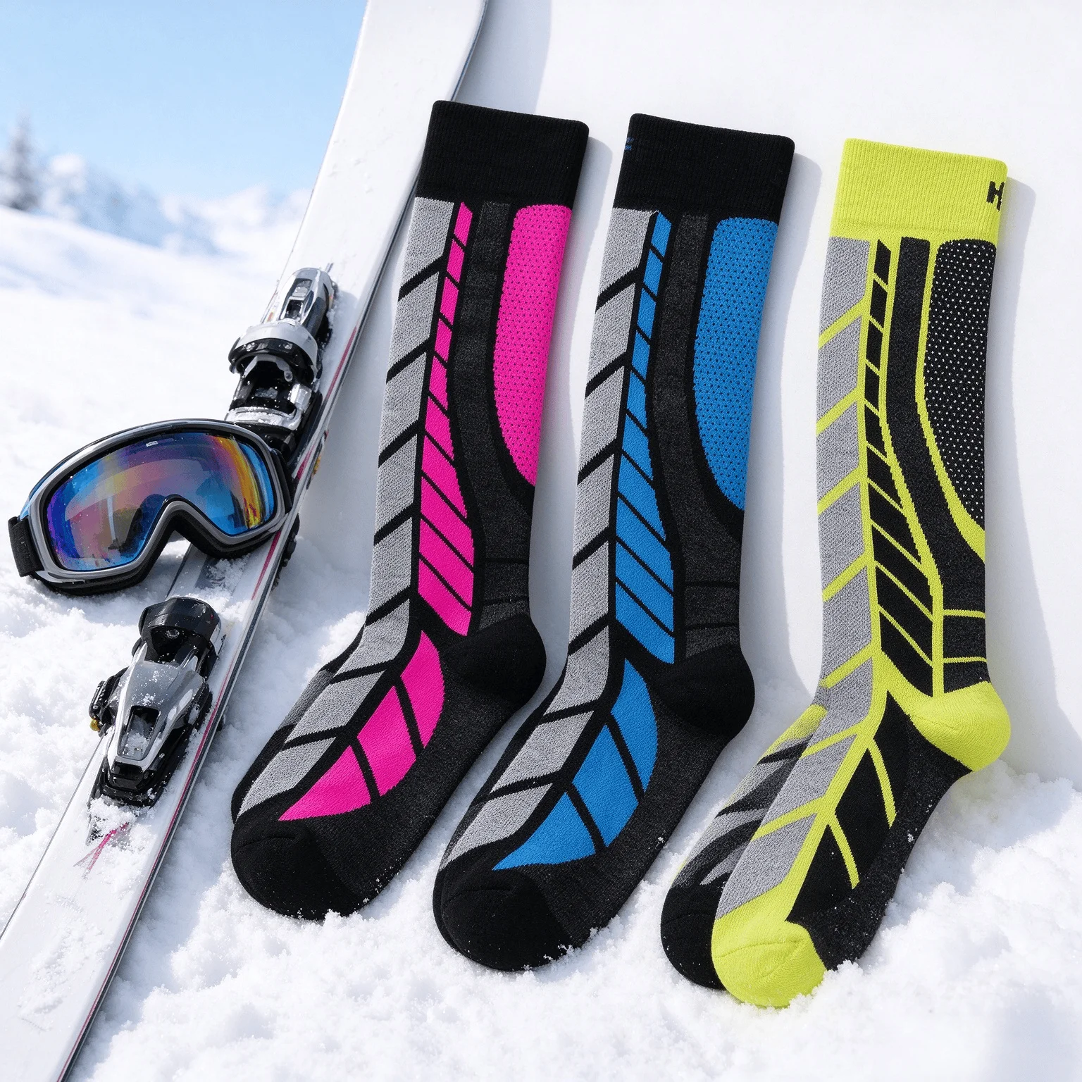 Professional Snow Ski Socks, Breathable Compression Long Thermal Socks Winter Outdoor