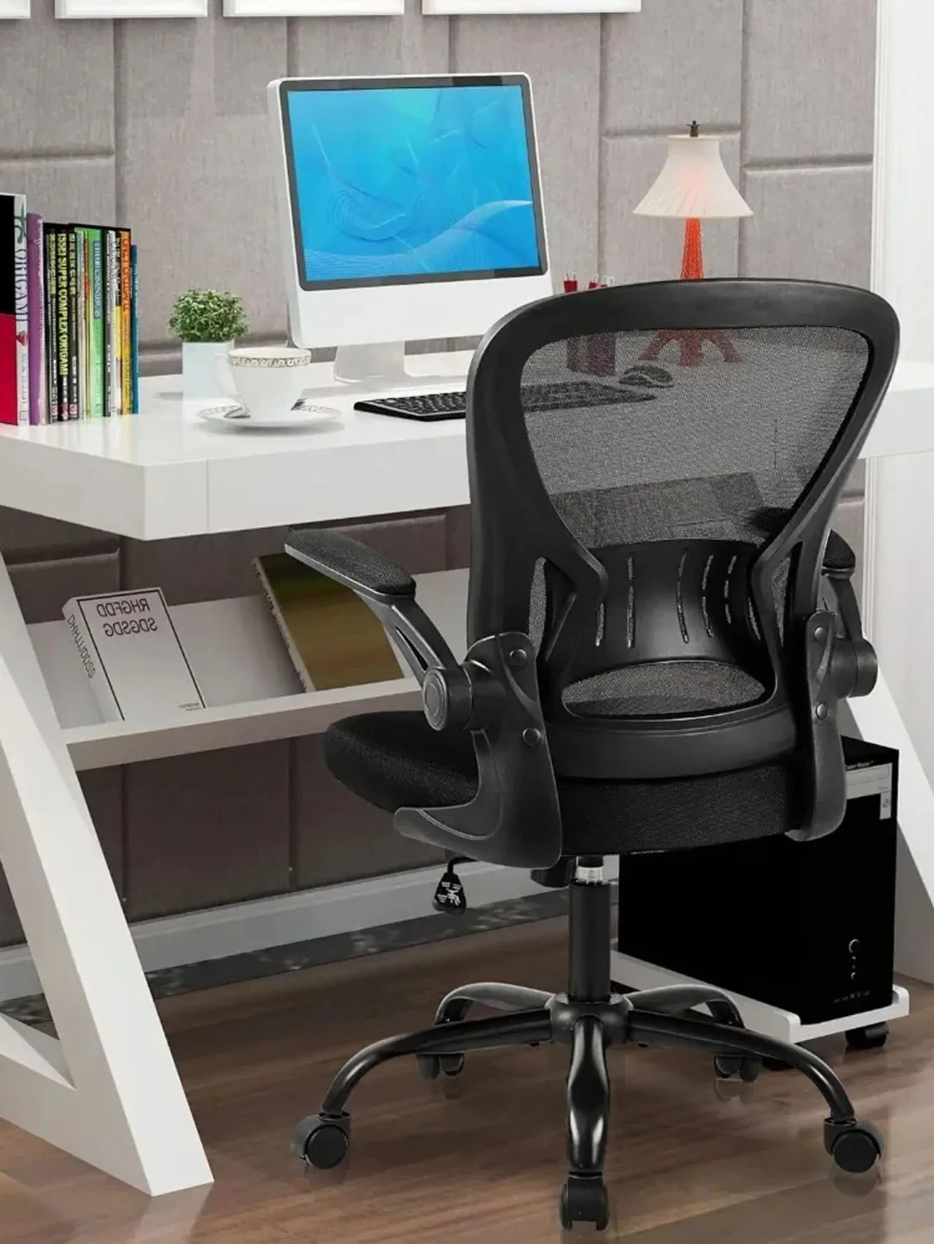 Adjustable Desk Swivel Chairs Computer Chair With Flip-up Arms and Lumbar Support Ergonomic Gamer Recliner Chair Home Furniture