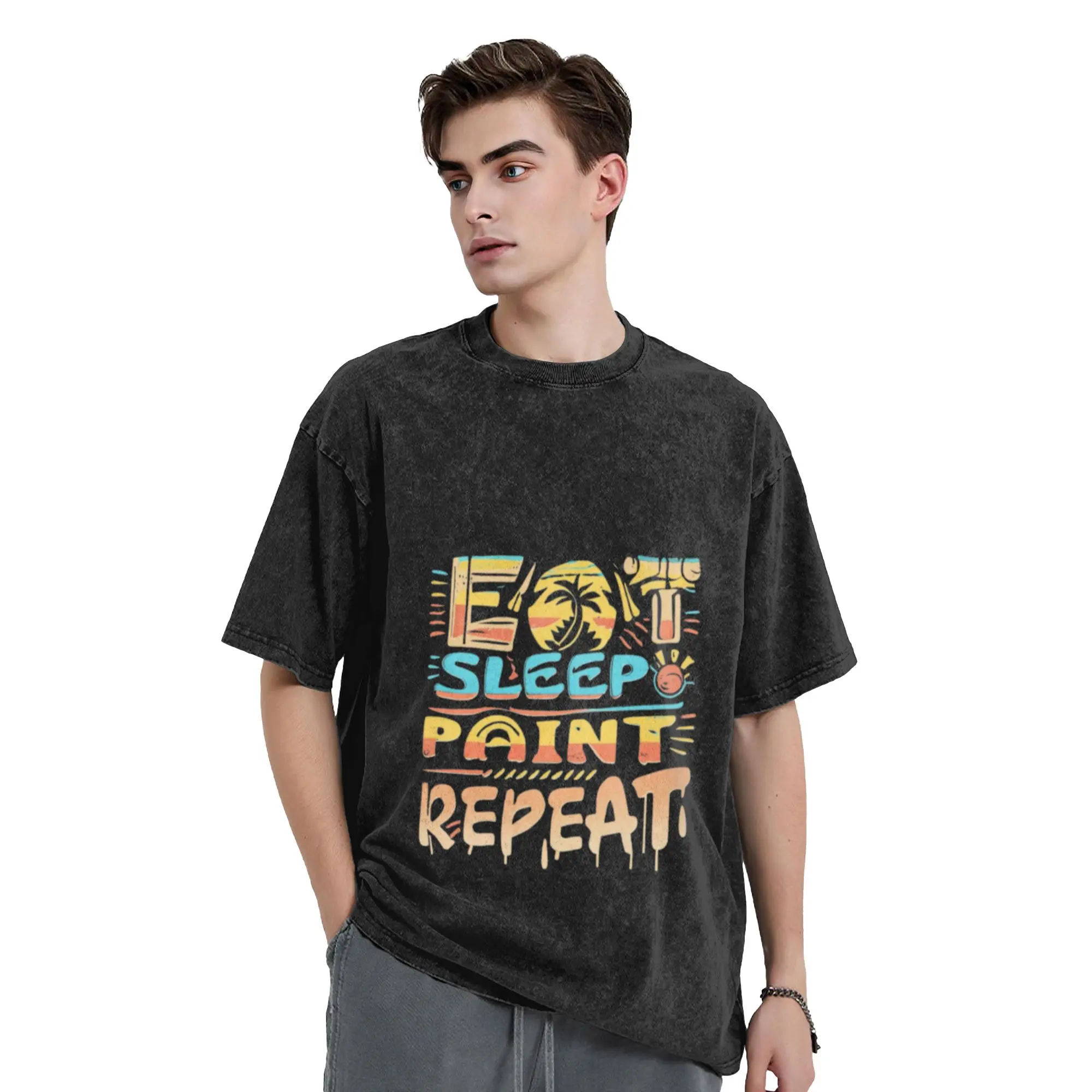 Eat  Sleep  Paint  Repeat Classic Stylish A Vintage Oversized Cotton Unisex T-Shirts
