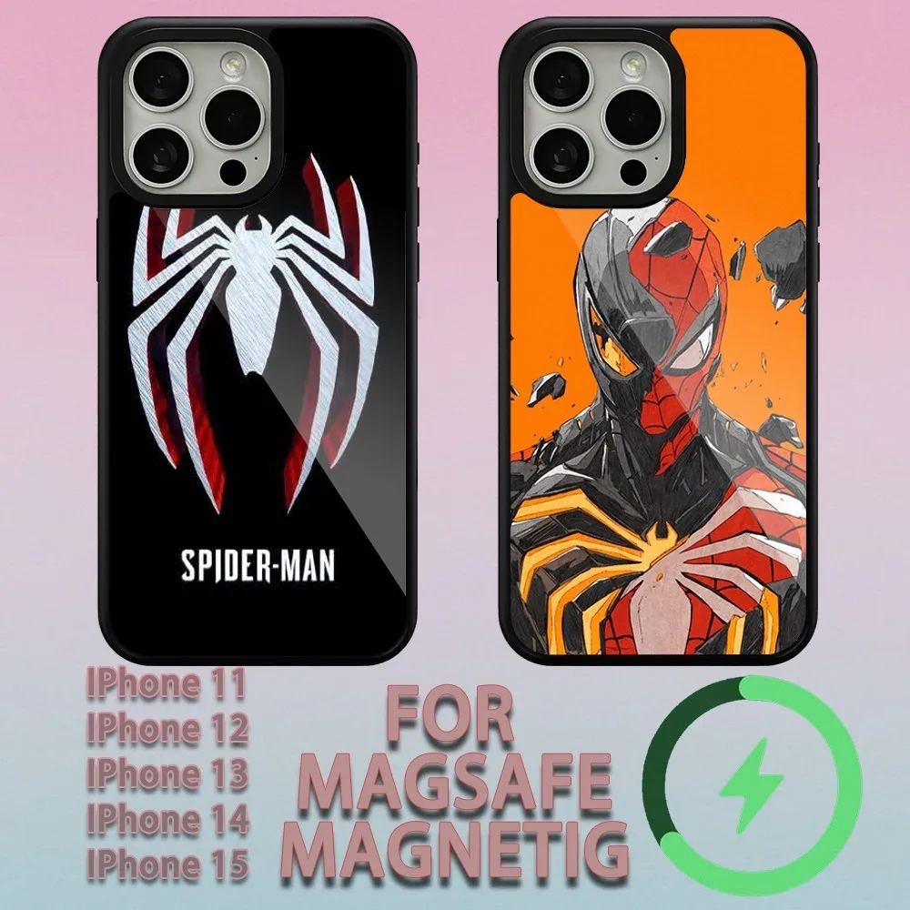 MINISO MARBEL  Spider Man  Phone Case For iPhone 15 14 13 12 11 Pro Max Plus Magsafe Magnetic Wireless Charging Cover