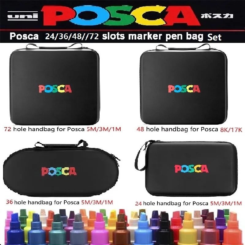 UNI Pennarello Set di cancelleria portatile 24/36/48/72 fori Slot Pennarelli Borsa Penna di vernice per tutti Posca per PC-1M/3M/5M/8K/17K