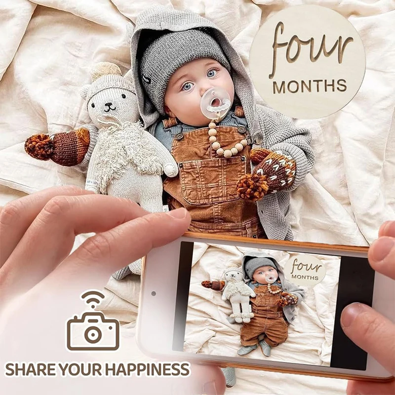 12 шт. деревянные детские ежемесячные вехи, детские ежемесячные вехи для подарков новорожденных, деревянные диски 1-12 месяцев