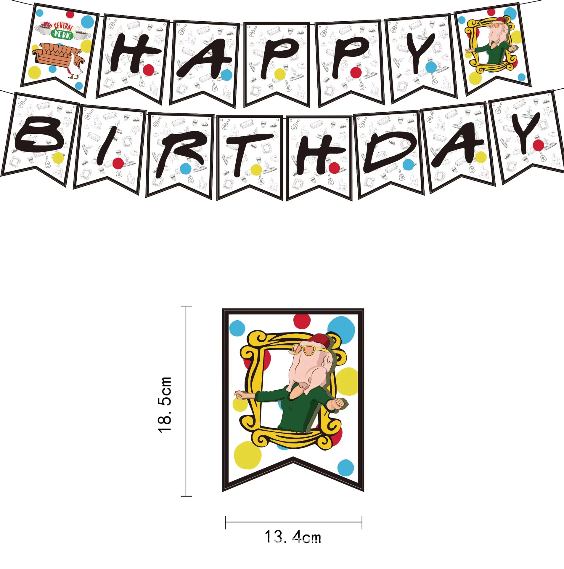 أصدقاء حفلة عيد ميلاد الديكور بالونات عيد ميلاد كعكة توبر عيد ميلاد راية الديكور راية الأصدقاء برنامج تلفزيوني لوازم الحفلات #3