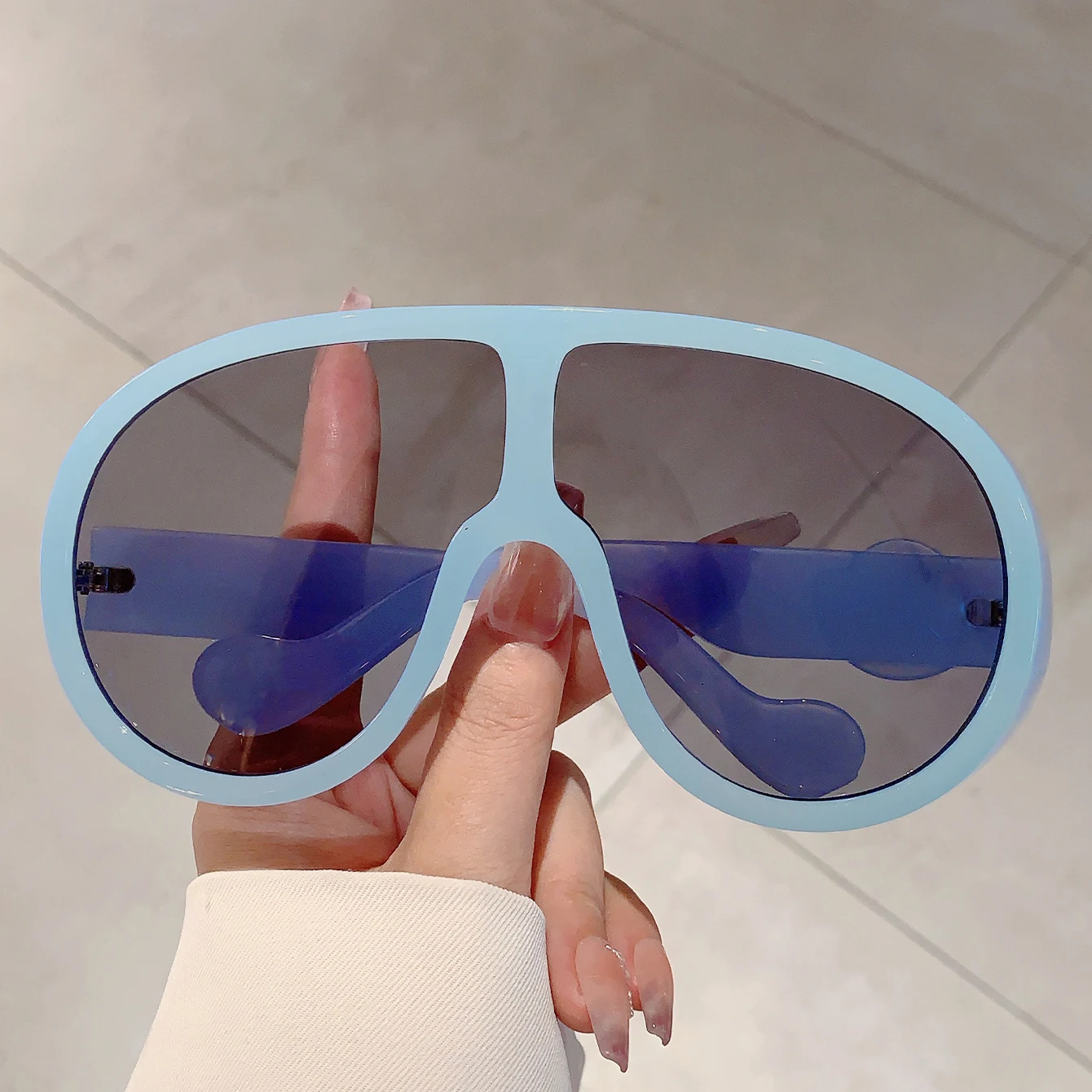 KAMMPT Oversized Monoblock Sunglasses Women 2024 New in Stylish Candy Color Outdoor Goggle Trendy Vintage Punk Travelling Shades