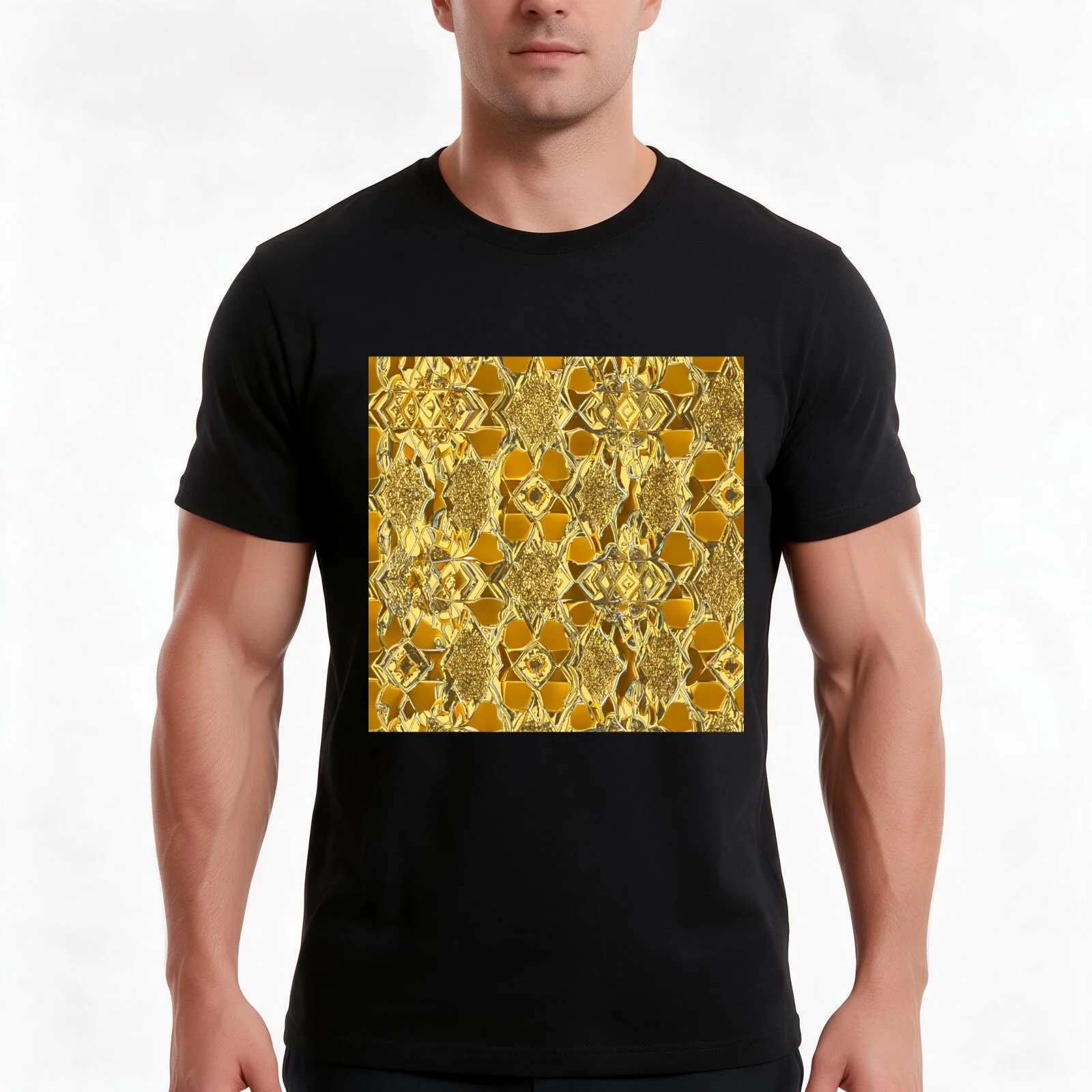 Ultimate AI Pattern Palette - Amber T-Shirt, Summer Casual Cotton Tee, Oversized Streetwear Tops, Vintage Graphic Print
