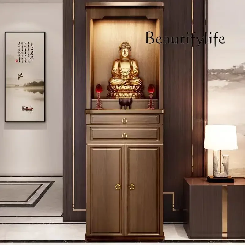 

New Chinese Ebony Buddhist Niche Vertical Cabinet Solid Wood Buddhist Cabinet Buddha Table Bodhisattva Table