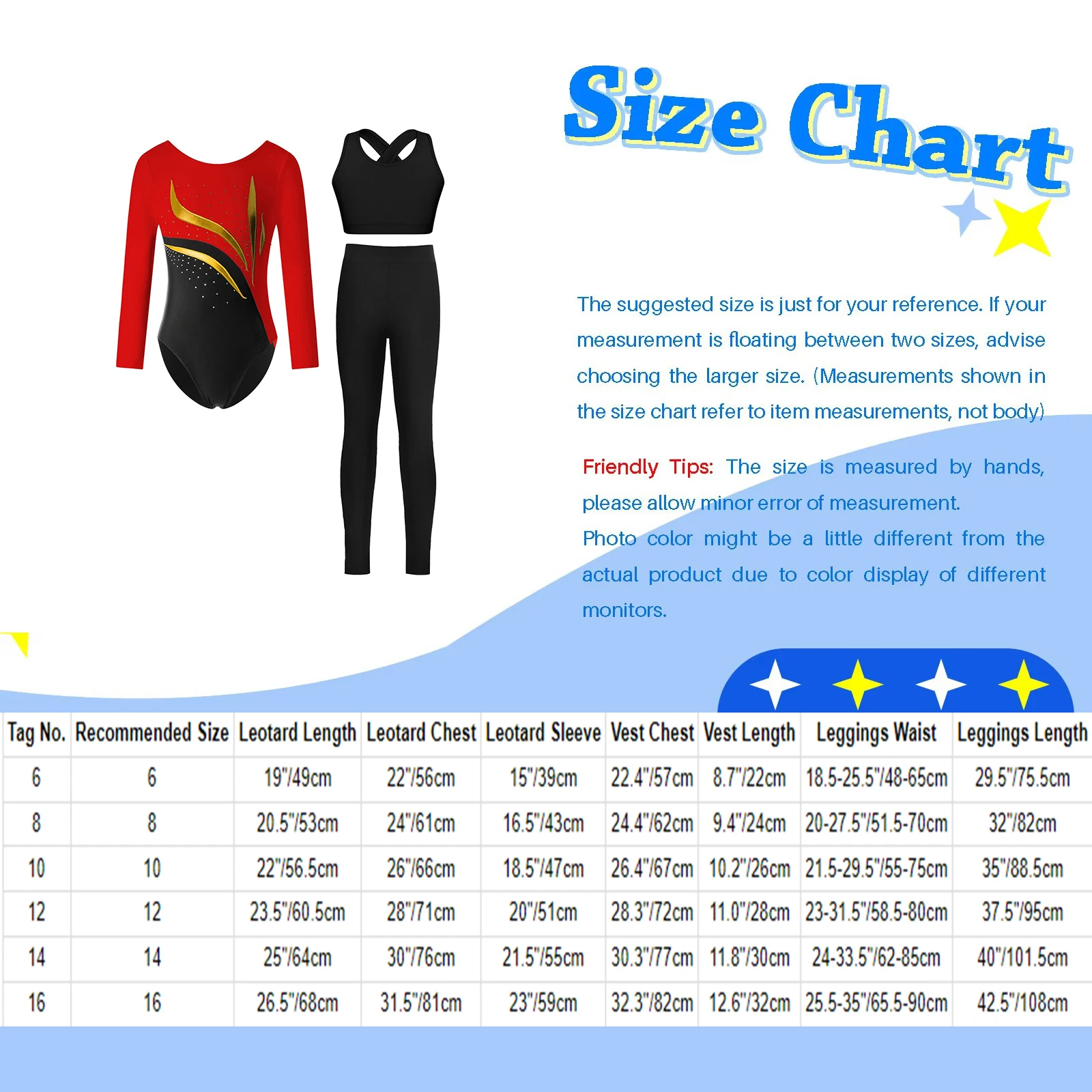 3 uds niños niñas gimnasia patinaje artístico traje de baile leotardo de manga larga con diamantes de imitación brillantes + chaleco con espalda recortada cruzada Top + Leggings