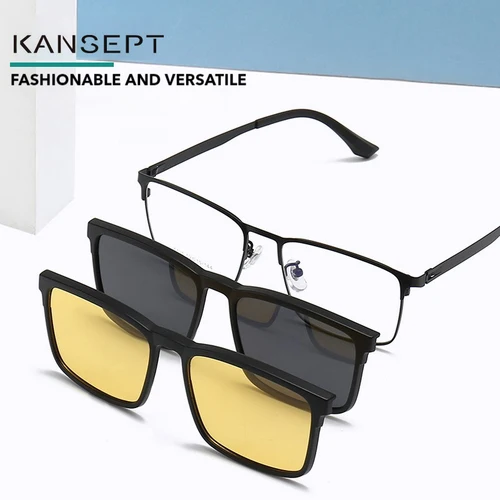 KANSEPT, gafas con Clip con imanes para hombre, gafas De tendencia, lentes De conferencia para miopía, gafas para leer, gafas para mujer