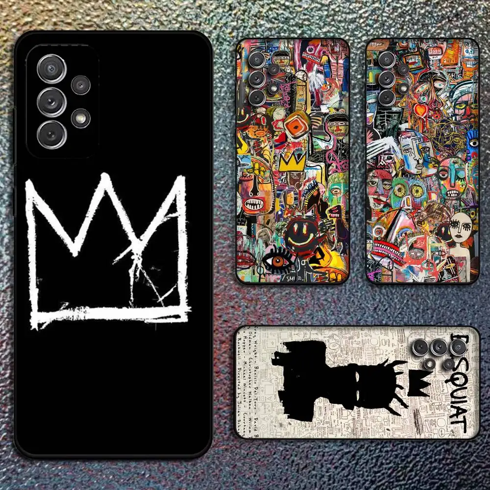 

B- BasquiatS-S Art Phone Case For Samsung S25,S24,S21,S22,S23,S30,Ultra,S20,Plus,Fe,Lite,Note,10,9,5G Black Cover