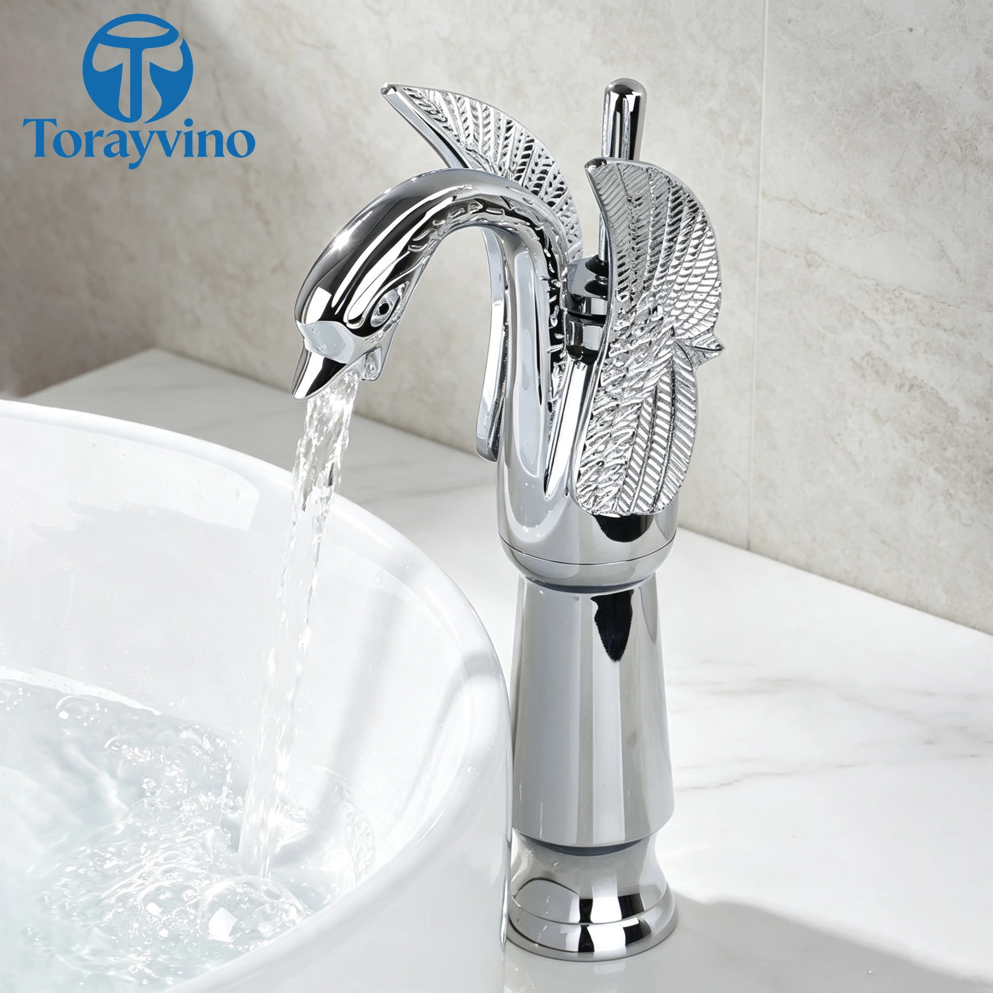 Torayvino Luxury European Black Gold Antique Swan Bathroom Basin Faucet Vessel Sink Faucets Sink Hot Water Bath Faucet Mixer Tap