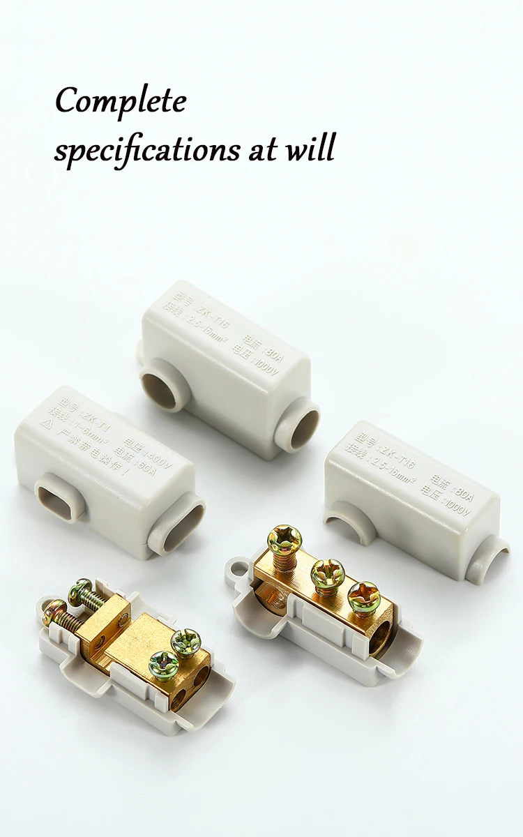 3-teiliges Hochleistungs-T-Terminal-Splitter-Steckverbinder-Set T1 T06 T16, Ein-Eingang-Zwei-Ausgang Schnellverdrahtungsgerät für 1-6-16 mm² Kabel AWG 18-10-5 – Detail 2