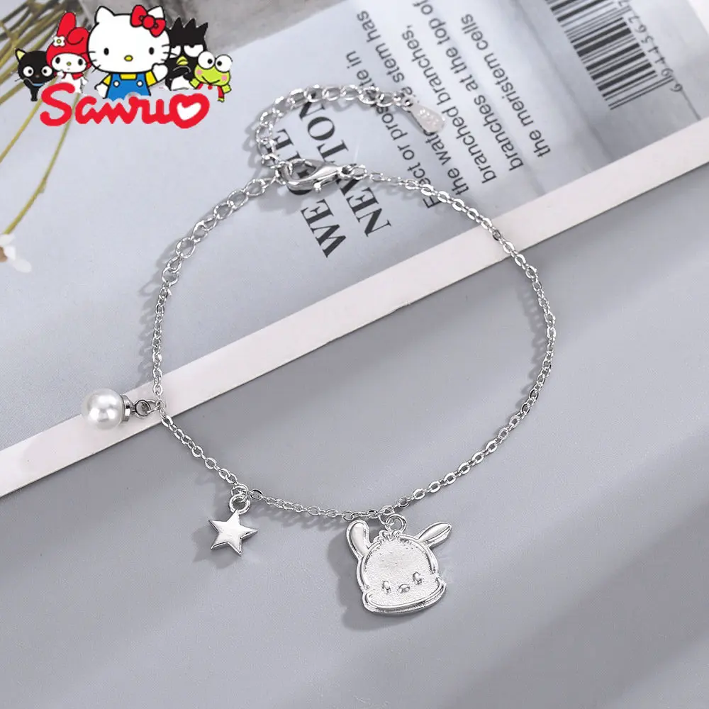 

Sanrio Pochacco Gold Plated Cute Pearl Star Bracelet Schoolgirl Girlfriend Gift Super Sweet Girl Collarbone Chain Jewelry