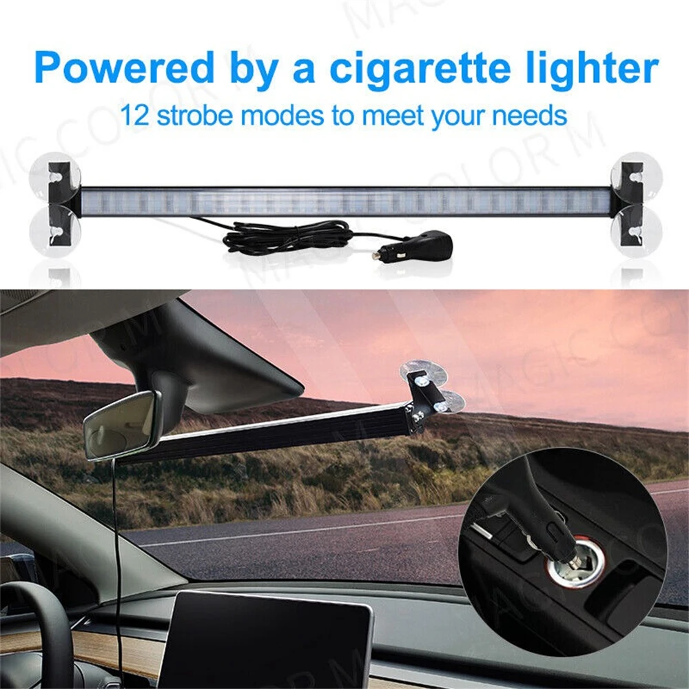 80 LED Emergency Warning  Lamp Inside The Glass Flash Strobe Beacon Light Bar Green LED Light Strobe For The Car 12V view 4