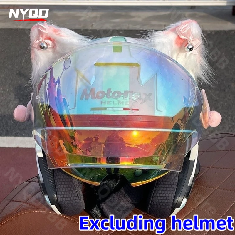 

Шлем с кошачьими ушками, розовый колокольчик, женское снаряжение для верховой езды, аксессуары для шлема, лыжный шлем, универсальное украшение, быстросъемная наклейка