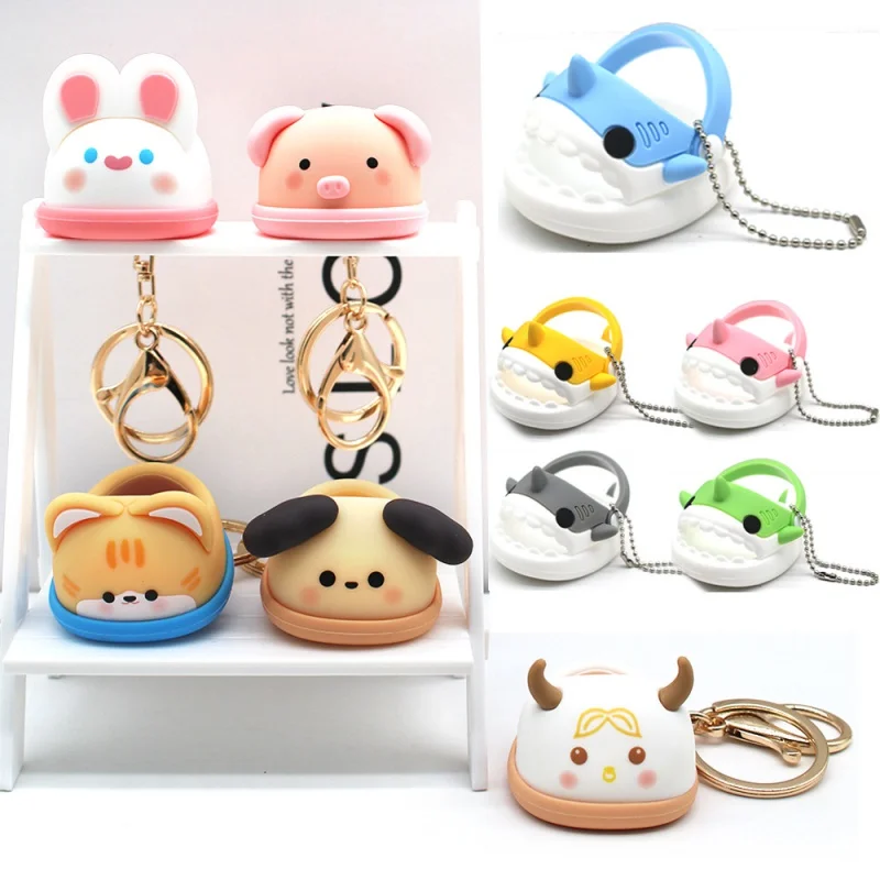 3D shoes keychain shark sandals ha puppy panda seat series pendant