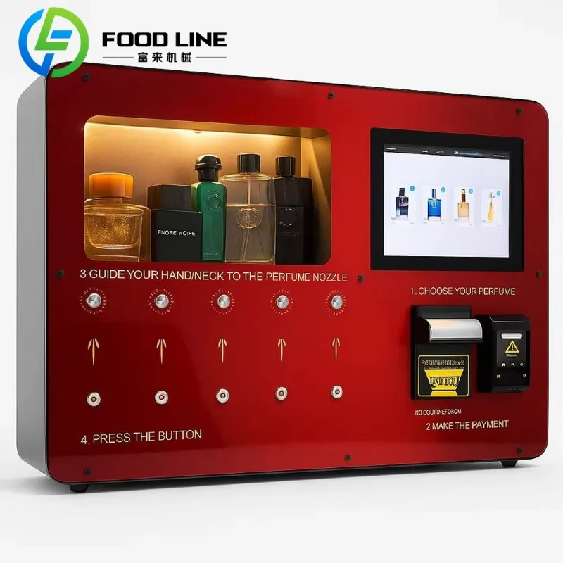 

USA Modern LED Display Perfume Vending Machine Five Tanks Coin Token Payment for Fragrance Lovers Malls Hotels Beauty Salons