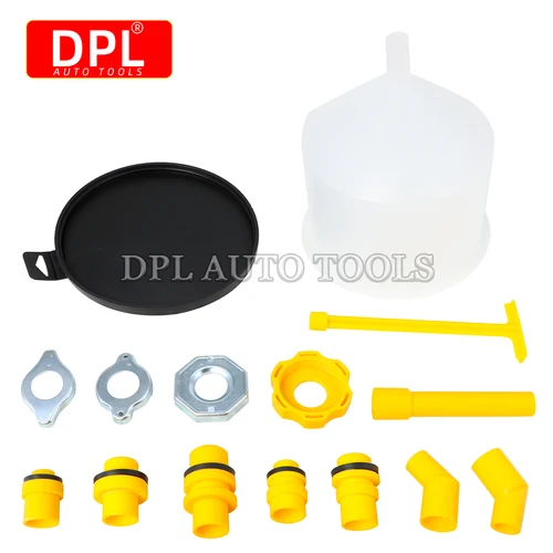 Imagen 1 del producto 15 unids/set de accesorios para coche, herramienta Universal para verter aceite, Kit de llenado de refrigerante a prueba de derrames, boquilla de embudo de llenado de plástico