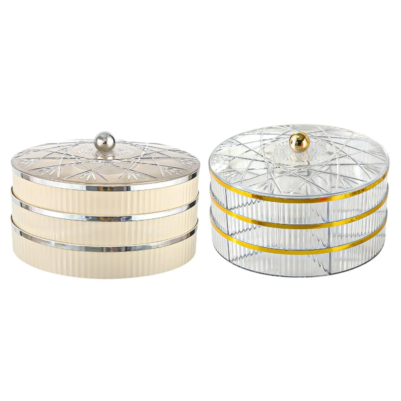 

Decorative Tray Round Plastic Divided Snack Organizer with Lid Food Serving Bowl for Party Buffet Catering Occasions
